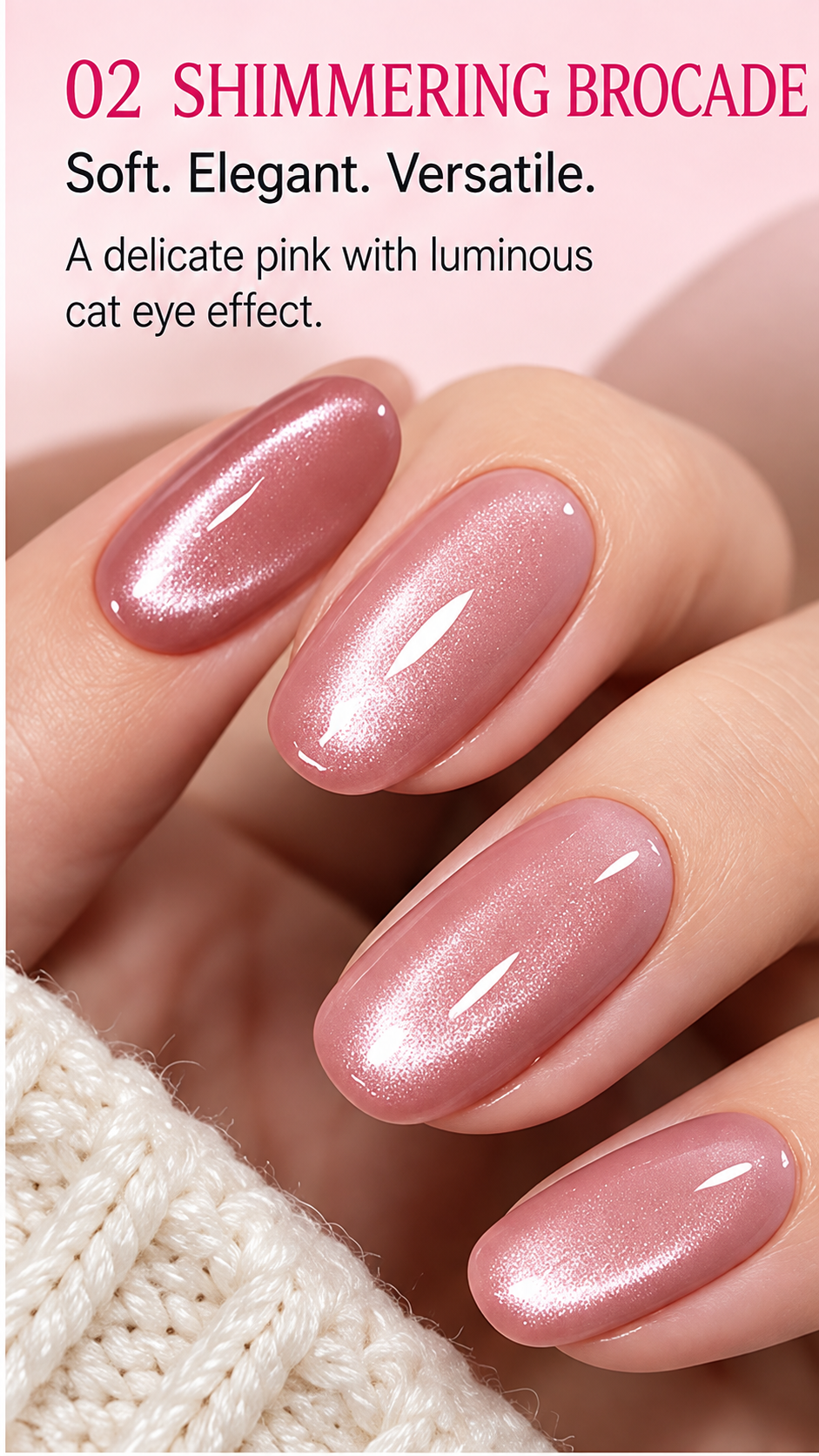 Glossy magnetic cat-eye nails after using magnetic nail pen