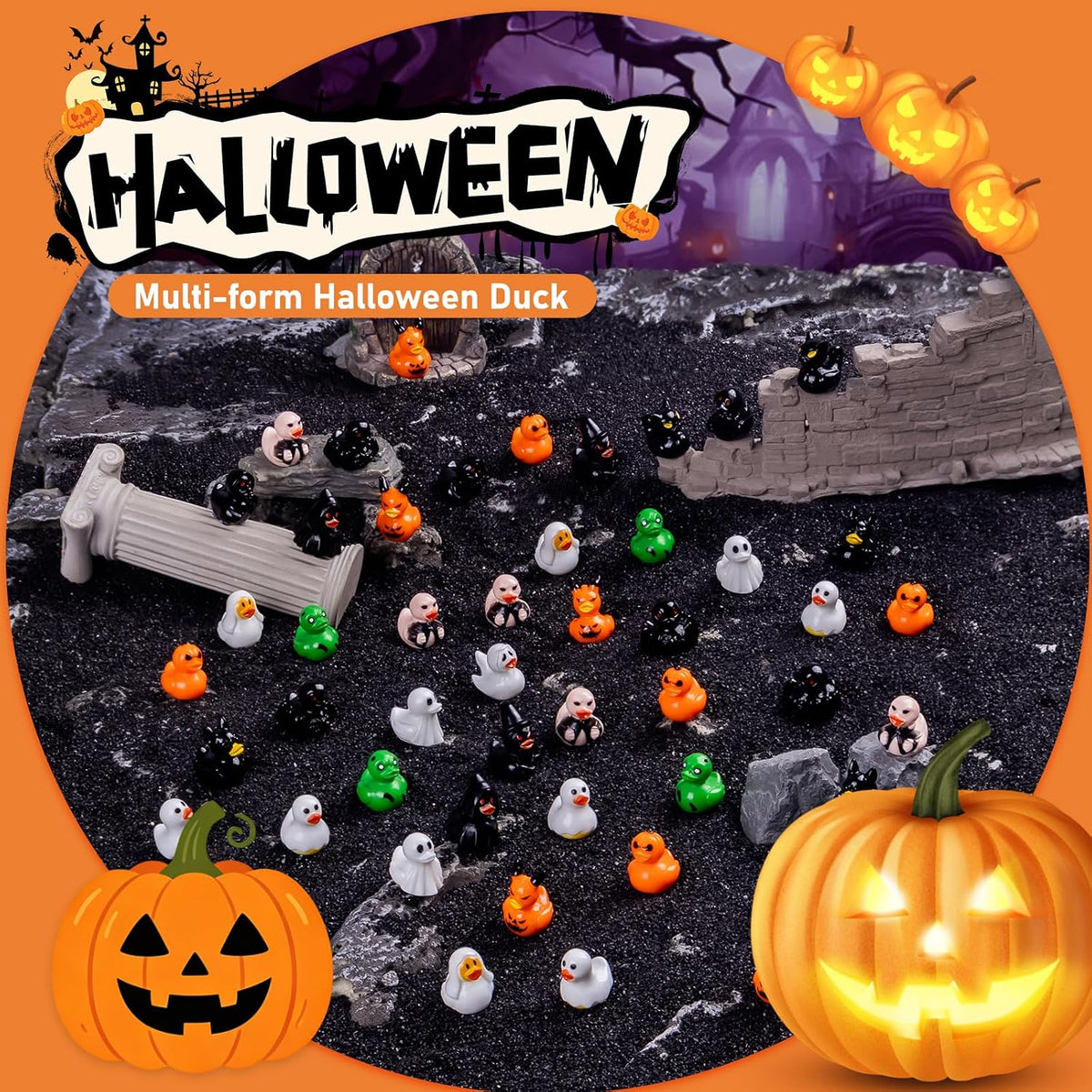 🎃 50PCS Mini Halloween Ducks – 15 Spooky-Cute Styles