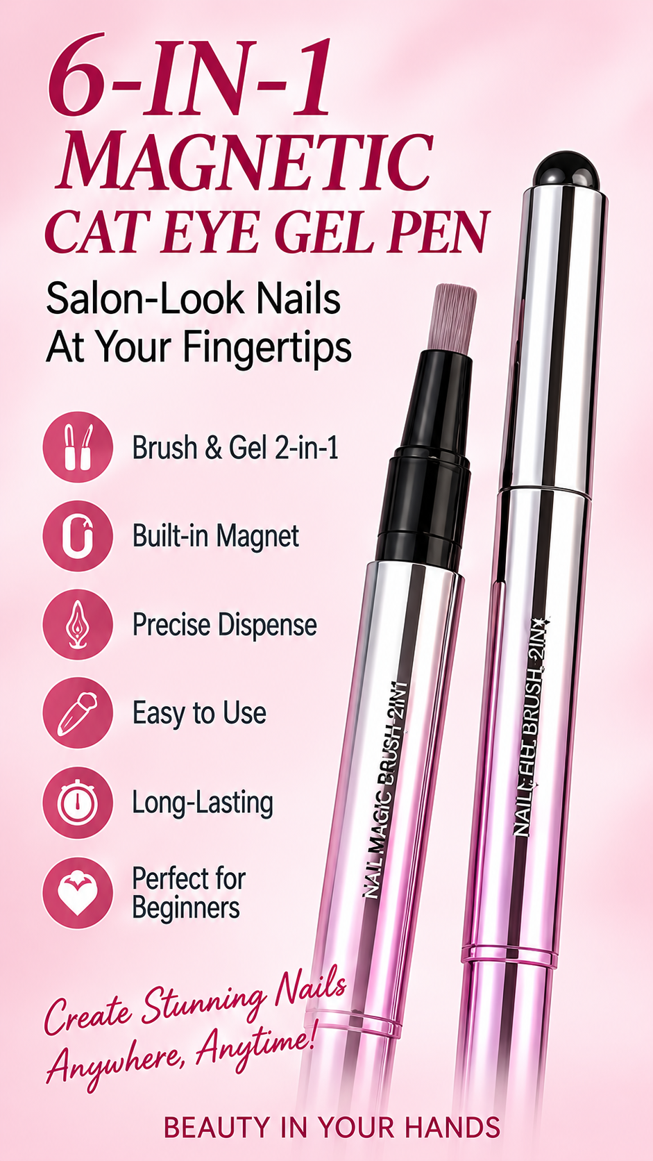 Magnetic nail pen application detail